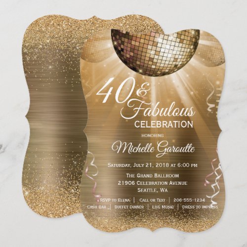 Gold Glam 40 and Fabulous Disco Ball Birthday