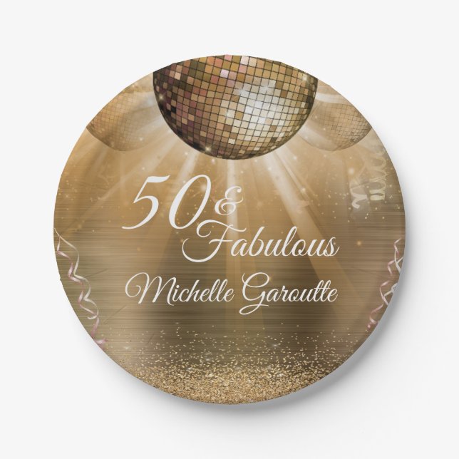 Gold Glam 50 and Fabulous Paper Plates (Front)