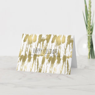 Gold Glam Abstract Photo Personalized Christmas Holiday Card