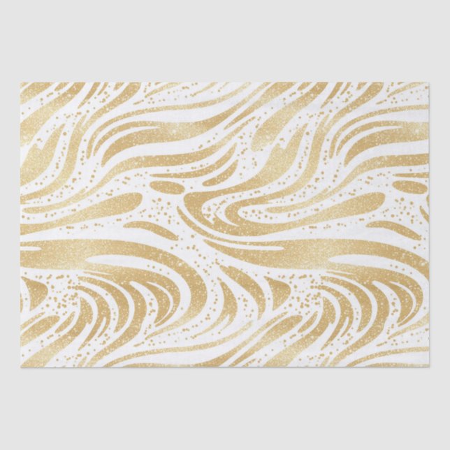 Gold Glam Abstract Swirls Birthday Tissue Paper (Front)