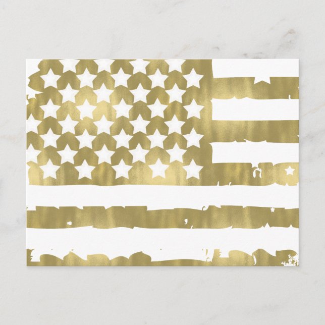 Gold Glam Abstract USA Flag Postcard (Front)