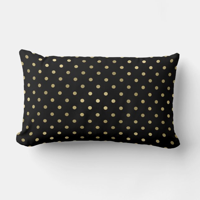 Gold Glam and Black and White Chic Dots Lumbar Pillow (Front)