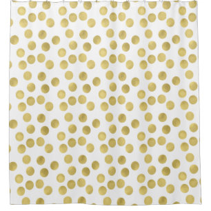 Gold Glam and White Dots Shower Curtain