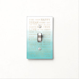 Gold Glam Aqua Ombre Inspirational Quotes Light Switch Cover