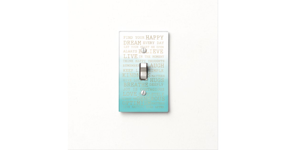 Gold Glam Aqua Ombre Inspirational Quotes Light Switch Cover Zazzle Com