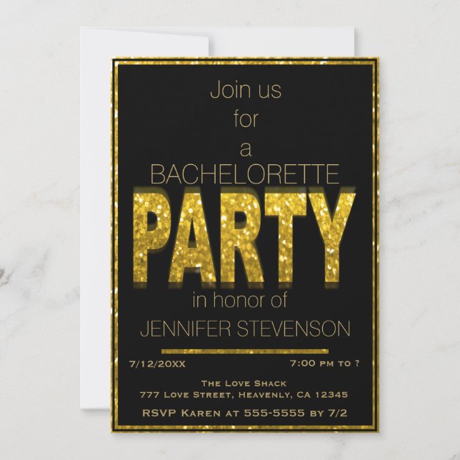 Gold Glam | Bachelorette Party Invitation (Front)