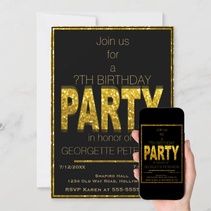 Gold Glam | Birthday Party Invitation | Zazzle