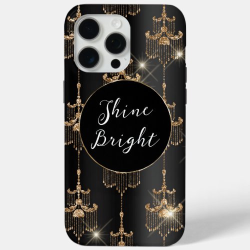 Gold Glam Black Chandeliers iPhone 15 Pro Max Case