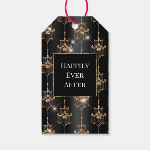 Gold Glam Black Chandeliers Gift Tags