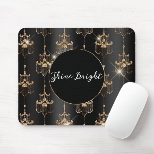 Gold Glam Black Chandeliers Mouse Pad