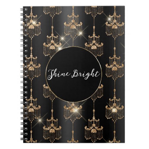 Gold Glam Black Chandeliers Notebook
