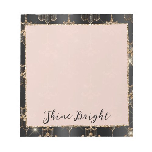 Gold Glam Black Chandeliers Notepad