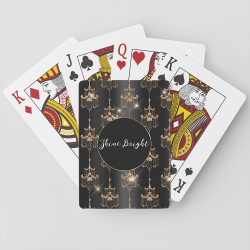 Gold Glam Black Chandeliers Playing Cards