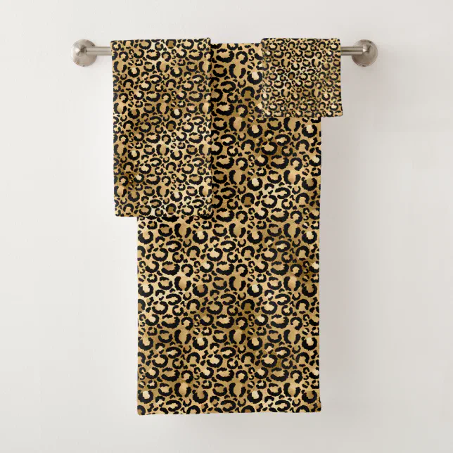Gold Glam Black Leopard Print Bath Towel Set Zazzle