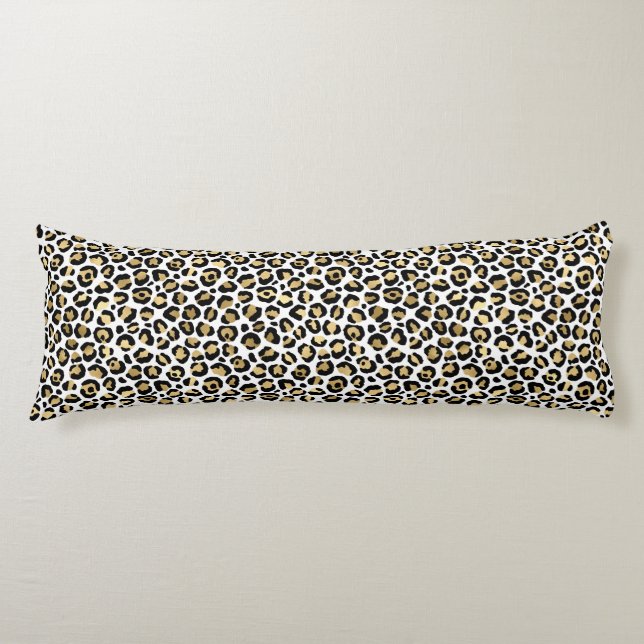 Gold Glam Black Leopard Print Body Pillow (Front)