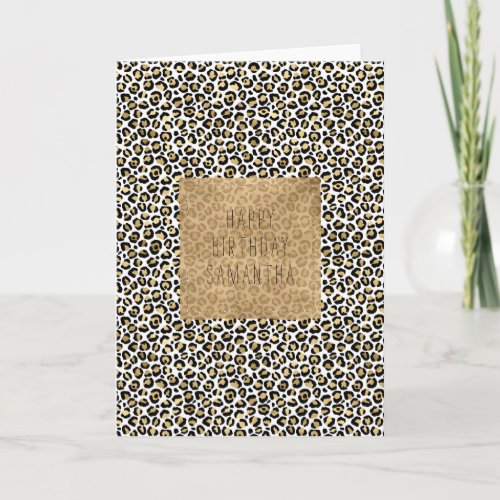 Gold Glam Black Leopard Print Card