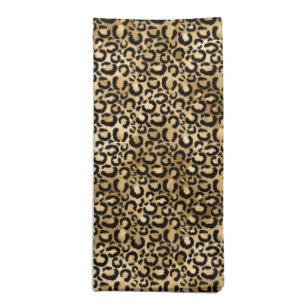 Gold Glam Black Leopard Print Cloth Napkin
