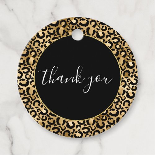 Gold Glam Black Leopard Print Favor Tags