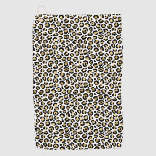 Gold Glam Black Leopard Print Golf Towel