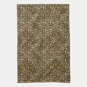 Gold Glam Black Leopard Print Kitchen Towel