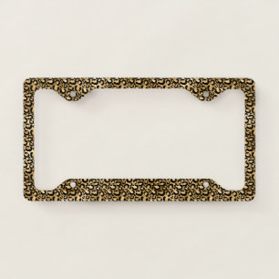 Gold Glam Black Leopard Print License Plate Frame