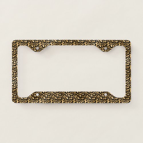 Gold Glam Black Leopard Print License Plate Frame