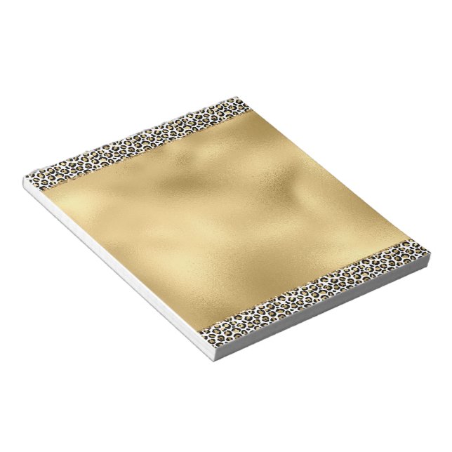 Gold Glam Black Leopard Print Notepad (Angled)