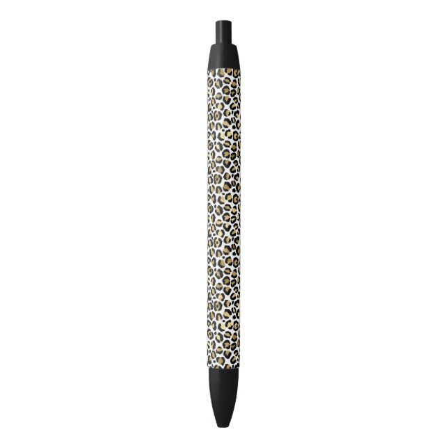 Gold Glam Black Leopard Print Pen (Front Vertical)