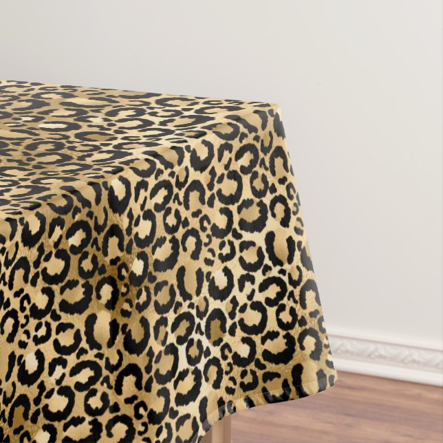 Gold Glam Black Leopard Print Tablecloth (In Situ)