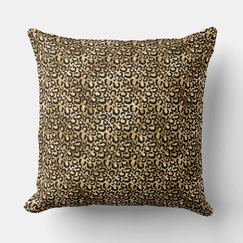 Gold Glam Black Leopard Print Throw Pillow