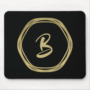 Gold Glam & Black Rings (Any Color) Modern Glam Mouse Pad