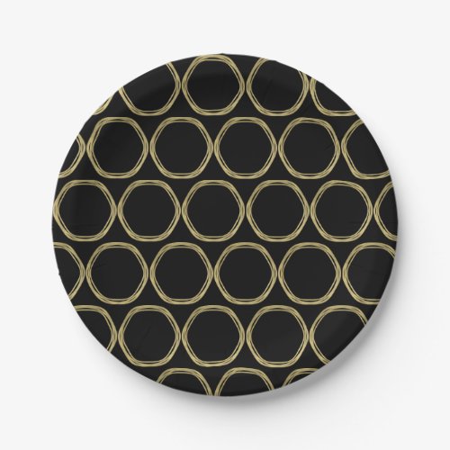 Gold Glam  Black Rings Any Color Modern Glam Paper Plates