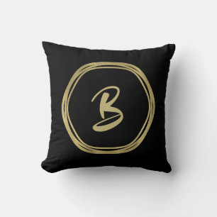 Gold Glam & Black Rings (Any Color) Modern Glam Throw Pillow