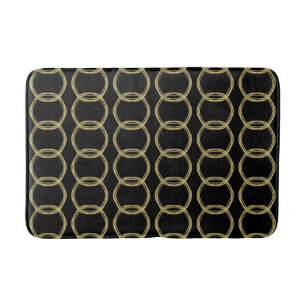 Gold Glam & Black Rings Modern Glam Bath Mat