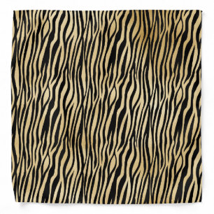 Gold Glam Black Zebra Print Bandana
