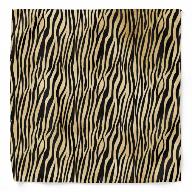 Gold Glam Black Zebra Print Bandana (Front)