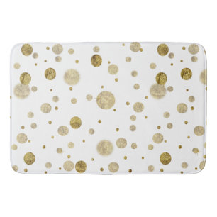 Gold Glam Bokeh Confetti Dots Bathroom Mat
