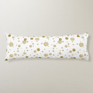Gold Glam Bokeh Confetti Dots Body Pillow