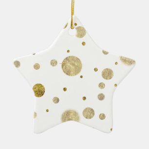 Gold Glam Bokeh Confetti Dots Ceramic Ornament