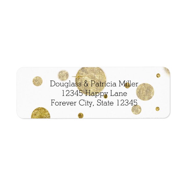 Gold Glam Bokeh Confetti Dots Label (Front)