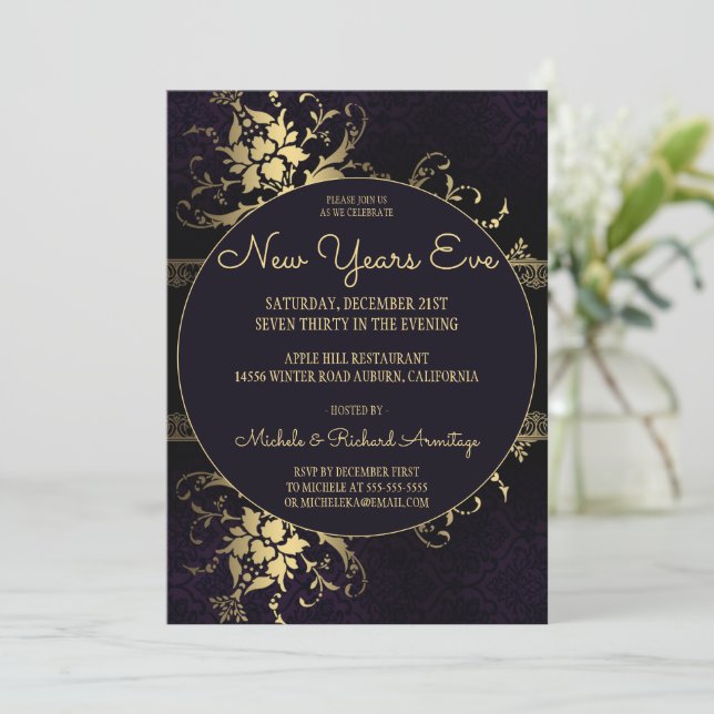 Gold Glam Celebration New Years Invitation (Standing Front)