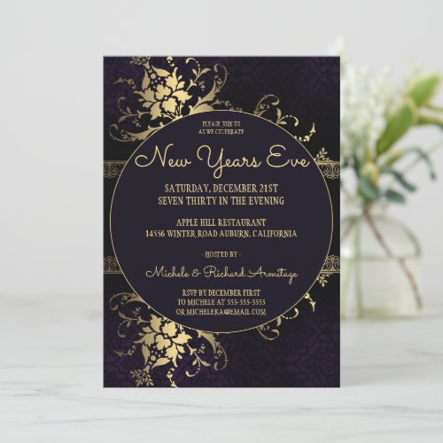 Gold Glam Celebration New Years Invitation