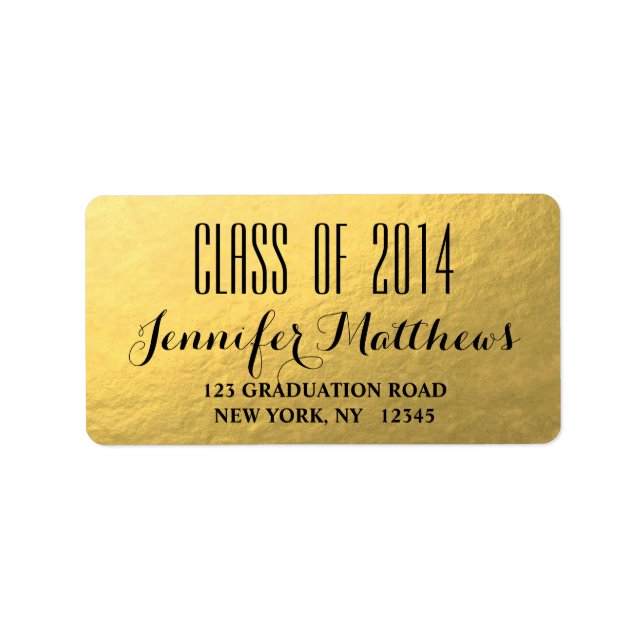 Gold Glam Class of 2014 Graduation Address Label (Front)