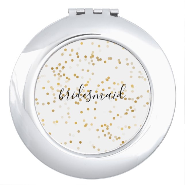 Gold Glam Confetti Bridesmaid Makeup Mirror (Front)