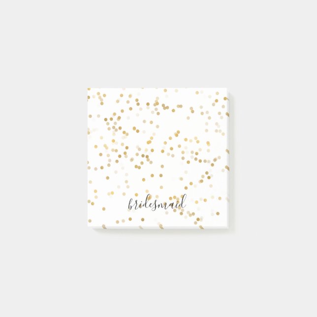 Gold Glam Confetti Bridesmaid Post-it Notes (Front)