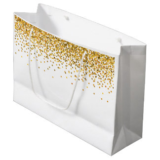 Gold Glam Confetti Dots Large Gift Bag