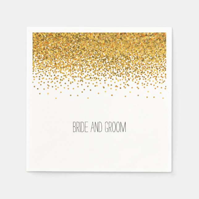 Gold Glam Confetti Dots Paper Napkins (Front)