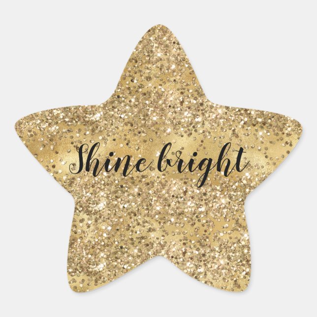 Gold Glam Confetti Glitter Personalized      Star Sticker (Front)