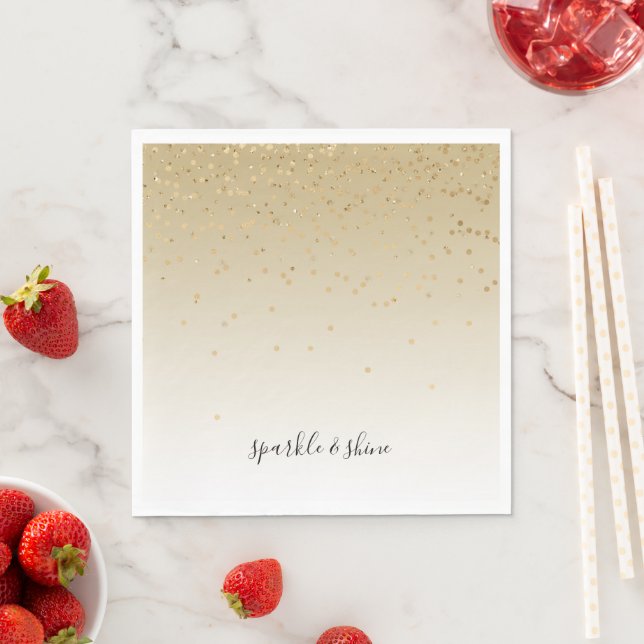 Gold Glam Confetti Ombre Napkins (Insitu)