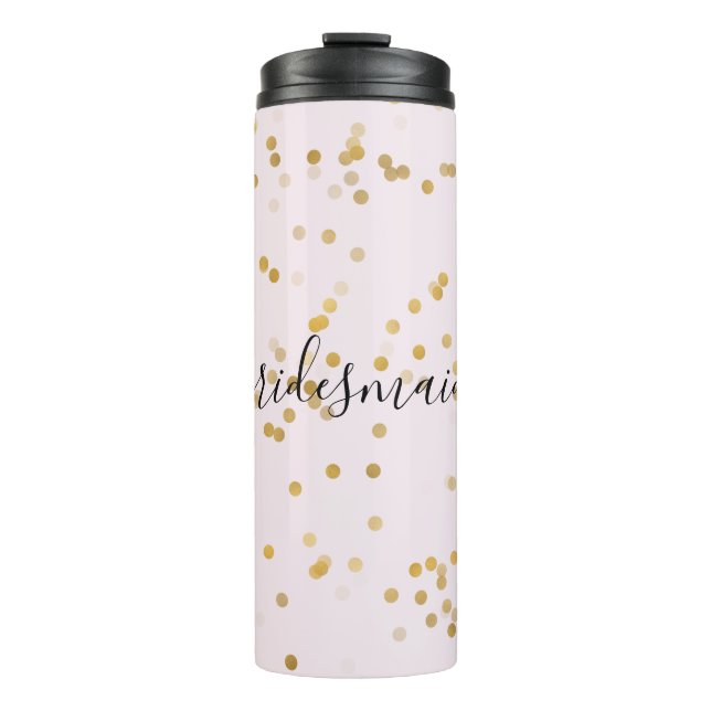 Gold Glam Confetti Personalized Thermal Tumbler (Front)